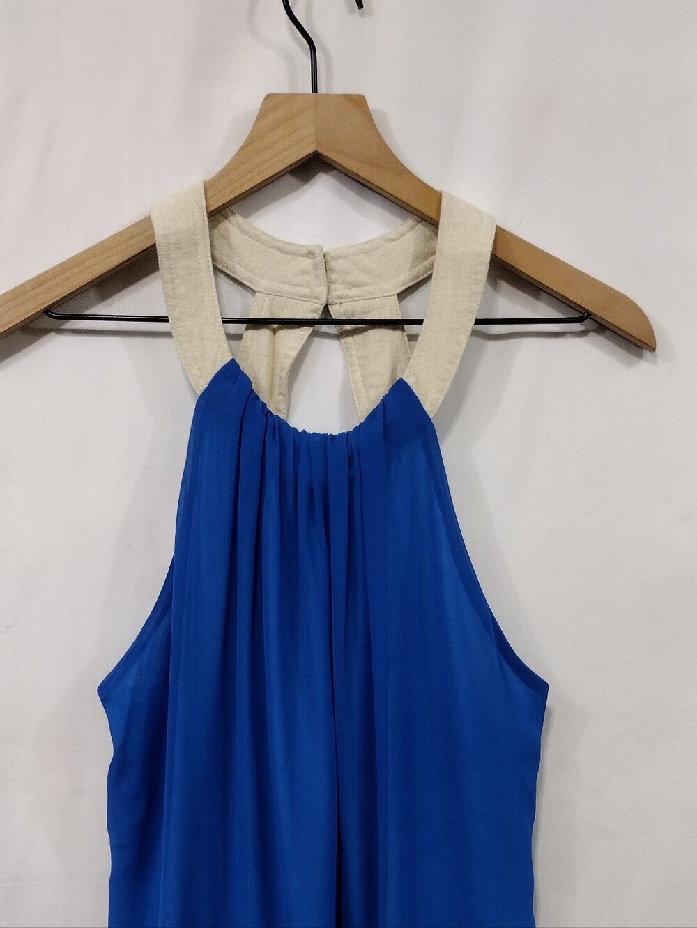 Ark & Co. Halter Dress with Lace Trim Womens L Blue Coastal Feminine Romance - Picture 3 of 10